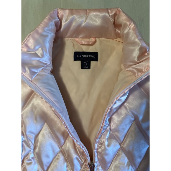 Lands' End Quilted Puffer Vest Womens S Pink Sleeveless Full Zip Pockets‎ Casual - Picture 3 of 5